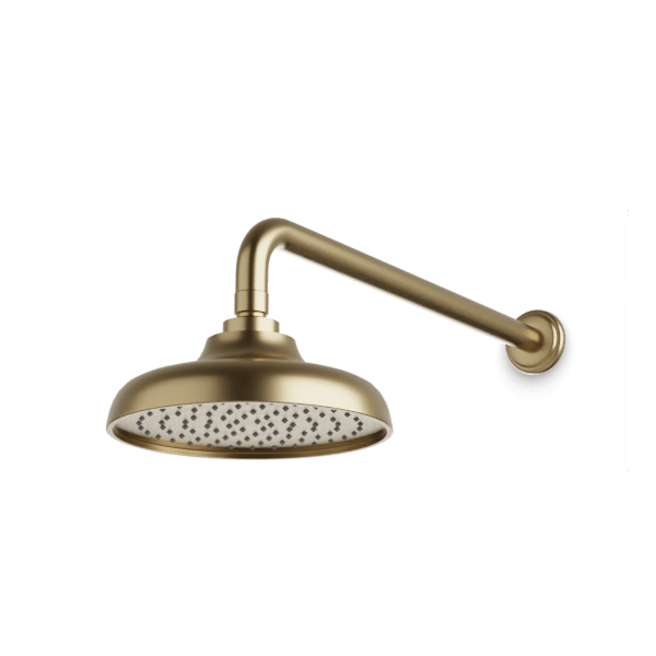 Classic 8" Rain Shower Head on Wall Mount Arm - Satin Brass image 1