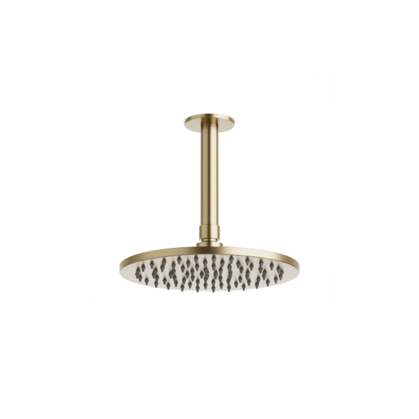 F907-3/5 - Round 8" Rain Shower Head on Ceiling Mount Arm Artos US Satin Brass 