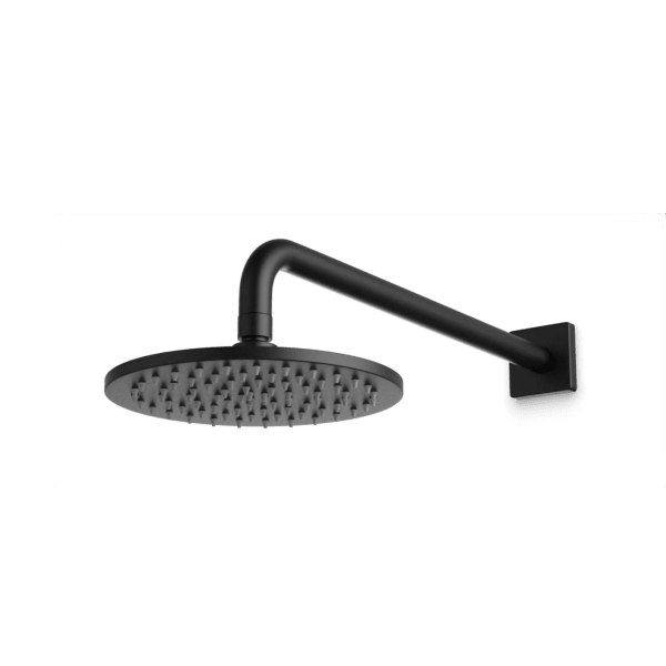 F907-32 - Square + Round 8" Rain Shower Head on Wall Mount Arm Artos US Matte Black 