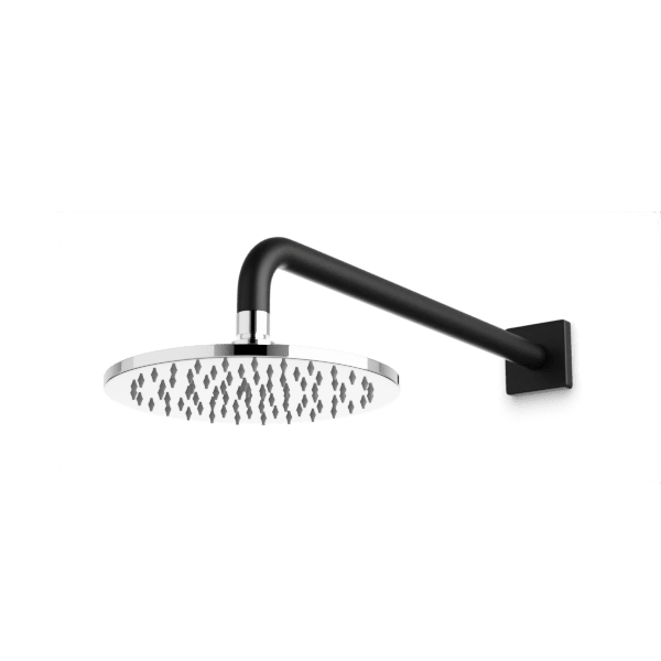 Square + Round 8" Rain Shower Head on Wall Mount Arm Artos US Chrome/Matte Black 