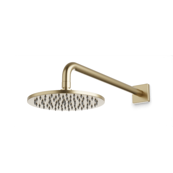 F907-32 - Square + Round 8" Rain Shower Head on Wall Mount Arm Artos US Satin Brass 