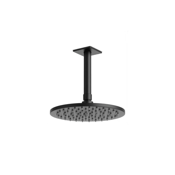 F907-4/5 - Square + Round 8" Rain Shower Head on Ceiling Mount Arm Artos US Matte Black 