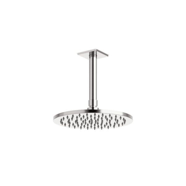 F907-4/5 - Square + Round 8" Rain Shower Head on Ceiling Mount Arm Artos US Brushed Nickel 