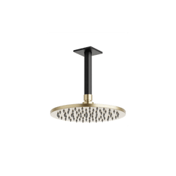 Square + Round 8" Rain Shower Head on Ceiling Mount Arm Artos US Satin Brass/Matte Black 