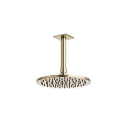 Square + Round 8" Rain Shower Head on Ceiling Mount Arm Artos US Satin Brass 