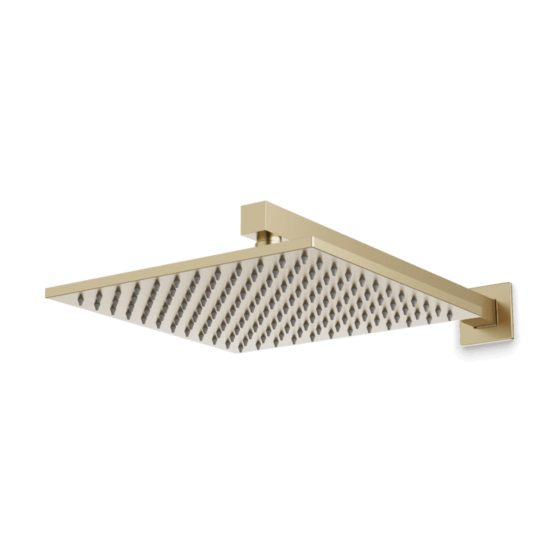 Edge 10" Rain Shower Head on Wall Mount Arm - Satin Brass image 1