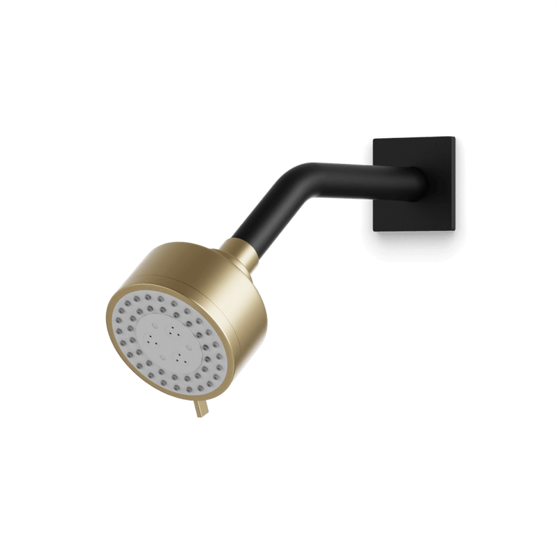 Otella Multifunction Shower Head on Angled Arm - Satin Brass/Matte Black image 1