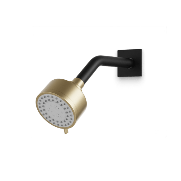 Square + Round Multifunction Shower Head on Angled Arm Artos US Satin Brass/Matte Black 