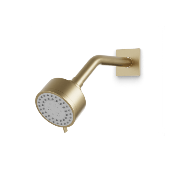 Square + Round Multifunction Shower Head on Angled Arm Artos US Satin Brass 