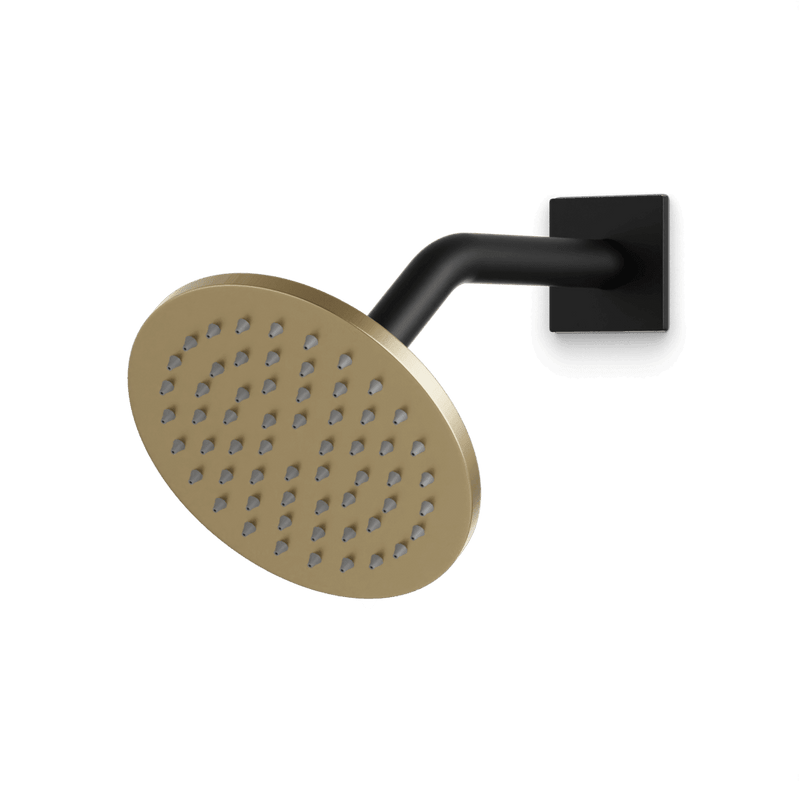 Otella 6" Shower Head on Angled Arm - Satin Brass/Matte Black image 1