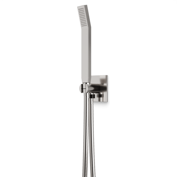 F907-77 - Square Flexible Hose Handshower Kit with 3.25" Escutcheon Plate Artos US Brushed Nickel 