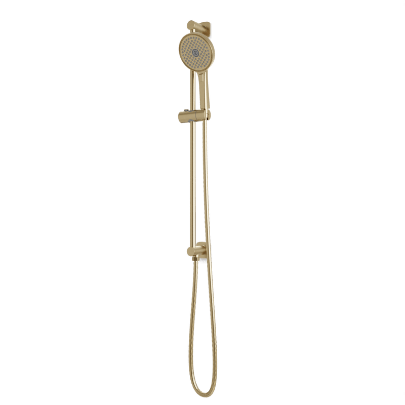 Harmony Flexible Hose Integrated Slide Bar Kit - Satin Brass image 1