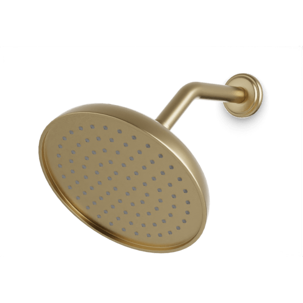Classic 8" Shower Head on Angled Arm - Satin Brass image 1