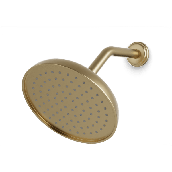 F907-9CL - Classic 8" Shower Head on Angled Arm Artos US Satin Brass 