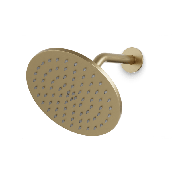 F907-9 - Round 8" Shower Head on Angled Arm Artos US Satin Brass 