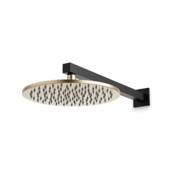 Otella 10" Rain Shower Head on Wall Mount Arm - Satin Brass/Matte Black thumbnail 1