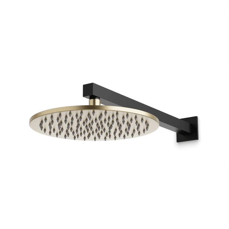 Otella 10" Rain Shower Head on Wall Mount Arm - Satin Brass/Matte Black image 1