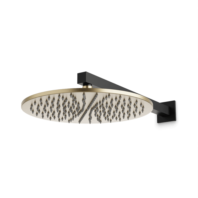 Otella 12" Rain Shower Head on Wall Mount Arm - Satin Brass/Matte Black image 1