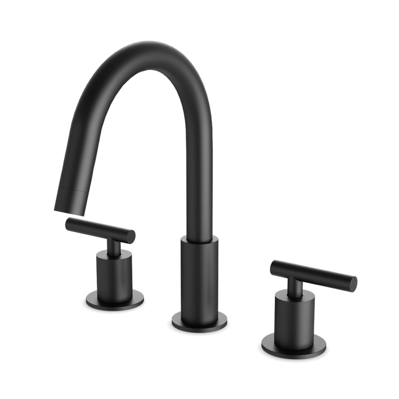 Opera 8" Widespread Bathroom Faucet With Lever Handles - Matte Black image 1