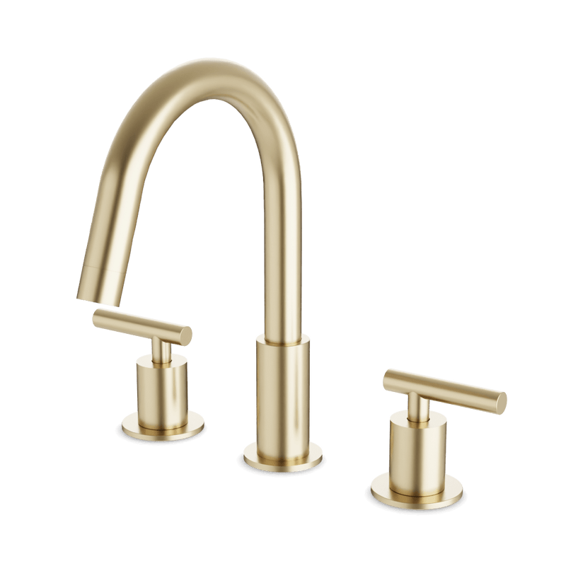 Opera 8" Widespread Bathroom Faucet With Lever Handles - Satin Brass image 1