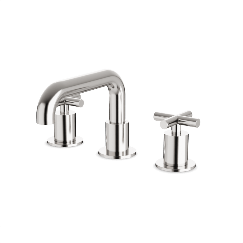 Opera 8" Widespread Bathroom Faucet With Low Spout & Cross Handles - Brushed Nickel image 1