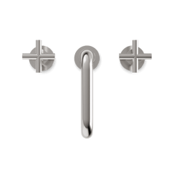 Opera 8" Widespread Bathroom Faucet With Low Spout & Cross Handles - Brushed Nickel thumbnail 4