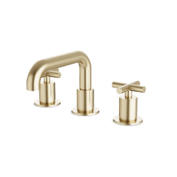 Opera 8" Widespread Bathroom Faucet With Low Spout & Cross Handles - Satin Brass thumbnail 1