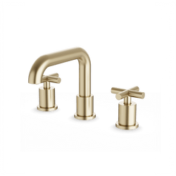 FS314 - Round 8" Widespread Lavatory Faucet with Low Spout & Cross Handles Artos US Satin Brass