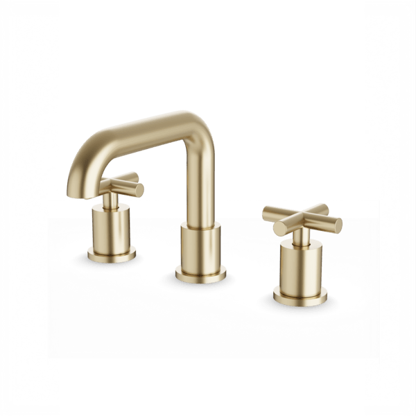 FS314 - Round 8" Widespread Lavatory Faucet with Low Spout & Cross Handles Artos US Satin Brass