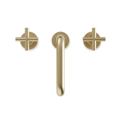 Opera 8" Widespread Bathroom Faucet With Low Spout & Cross Handles - Satin Brass thumbnail 4