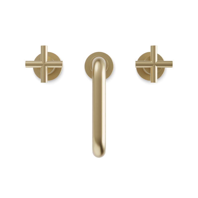 Opera 8" Widespread Bathroom Faucet With Low Spout & Cross Handles - Satin Brass image 4