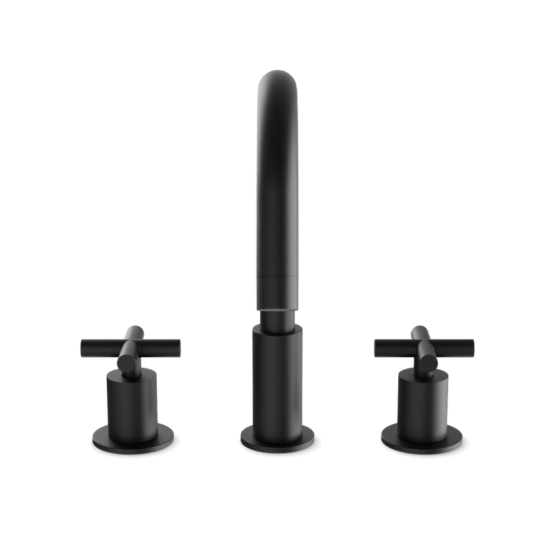 Opera 8" Widespread Bathroom Faucet With Cross Handles - Matte Black image 2