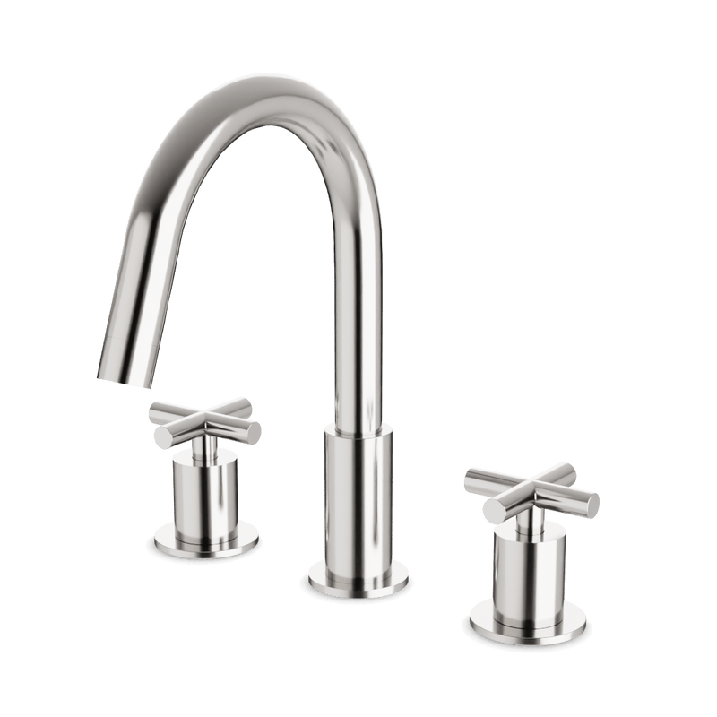 Opera 8" Widespread Bathroom Faucet With Cross Handles - Brushed Nickel image 1