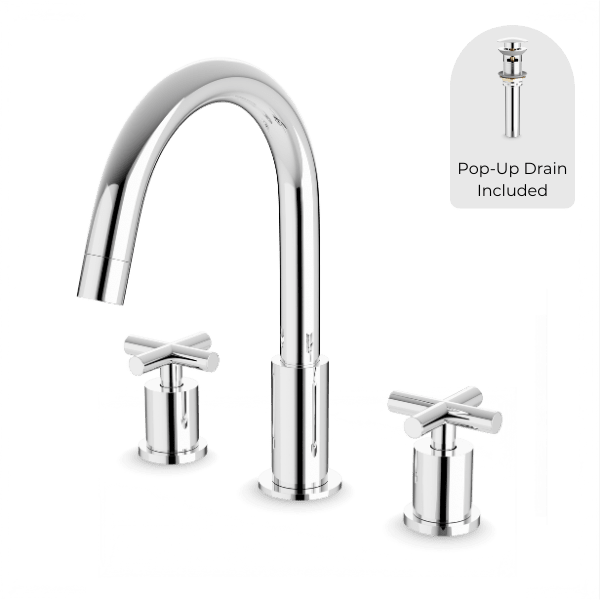 FS315 - Round 8" Widespread Lavatory Faucet with Cross Handles Artos US 