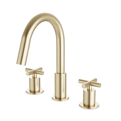 Opera 8" Widespread Bathroom Faucet With Cross Handles - Satin Brass thumbnail 1