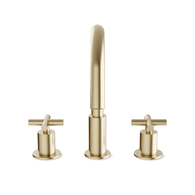 Opera 8" Widespread Bathroom Faucet With Cross Handles - Satin Brass image 2