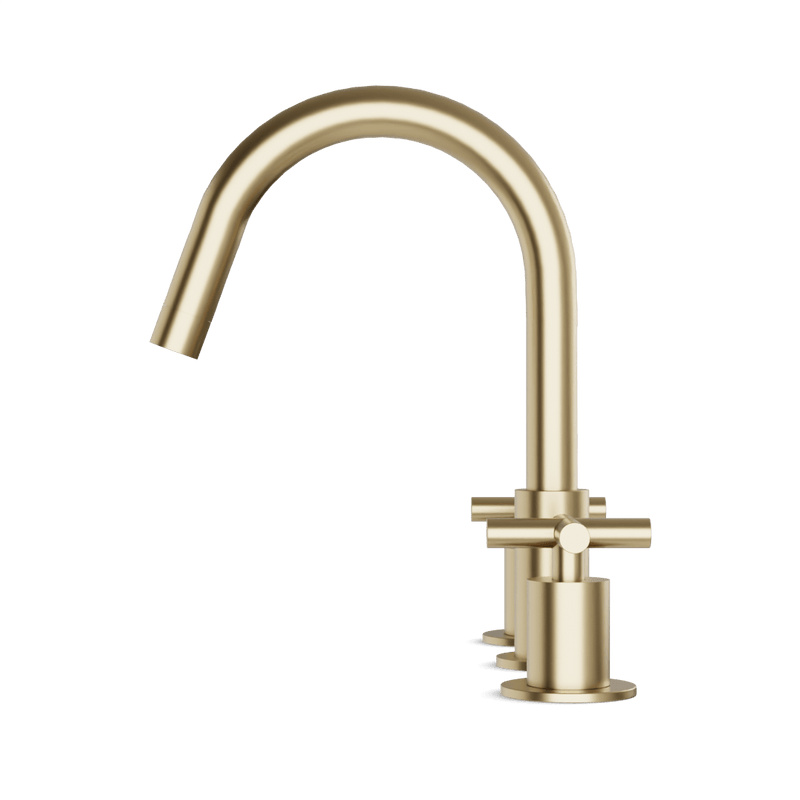 Opera 8" Widespread Bathroom Faucet With Cross Handles - Satin Brass image 3