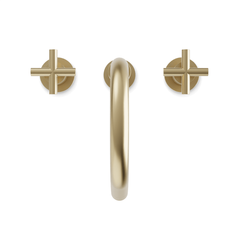 Opera 8" Widespread Bathroom Faucet With Cross Handles - Satin Brass image 4