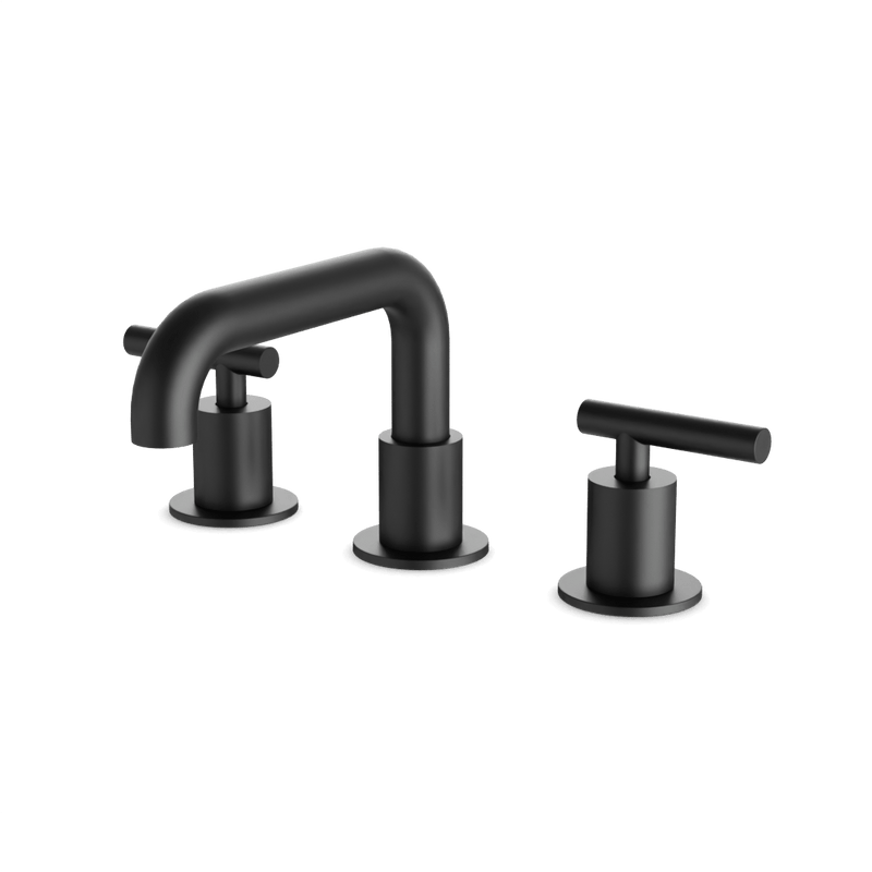 Opera 8" Widespread Bathroom Faucet With Low Spout & Lever Handles - Matte Black image 1