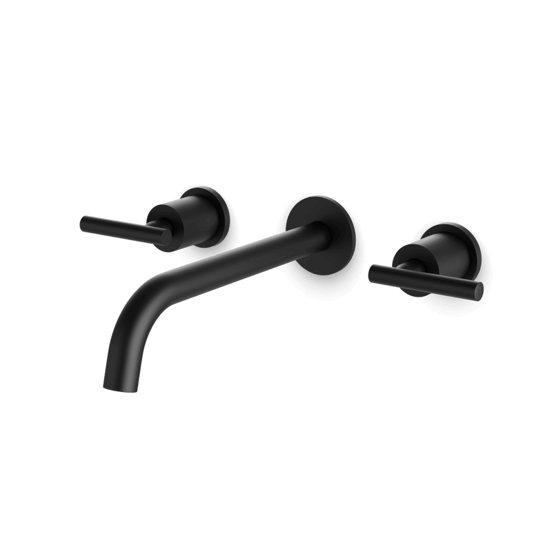 Opera 3-Hole Wall Mount Tub Filler with Lever Handles - Matte Black / Standard image 1