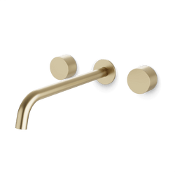 Opera In-Wall Bathroom Faucet with Disc Handles - Satin Brass / Extended thumbnail 1