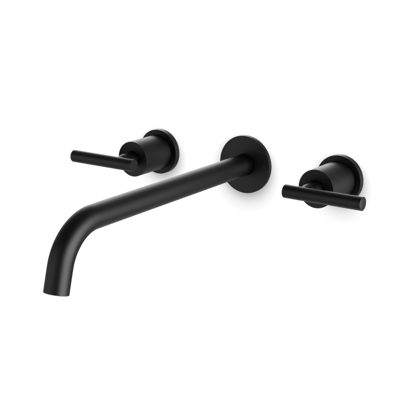 Opera 3-Hole Wall Mount Tub Filler with Lever Handles - Matte Black / Extended image 1