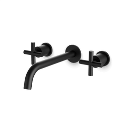 Opera 3-Hole Wall Mount Tub Filler with Cross Handles - Matte Black / Standard thumbnail 1