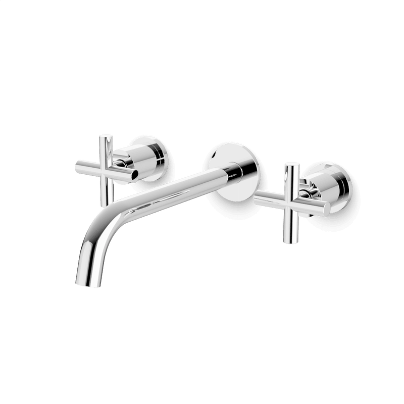 Opera 3-Hole Wall Mount Tub Filler with Cross Handles - Chrome / Standard image 1