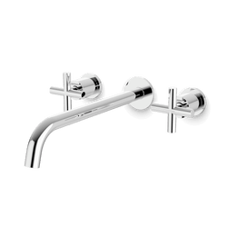 Opera 3-Hole Wall Mount Tub Filler with Cross Handles - Chrome / Extended thumbnail 1