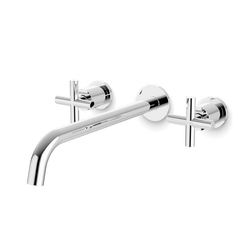 Opera 3-Hole Wall Mount Tub Filler with Cross Handles - Chrome / Extended image 1