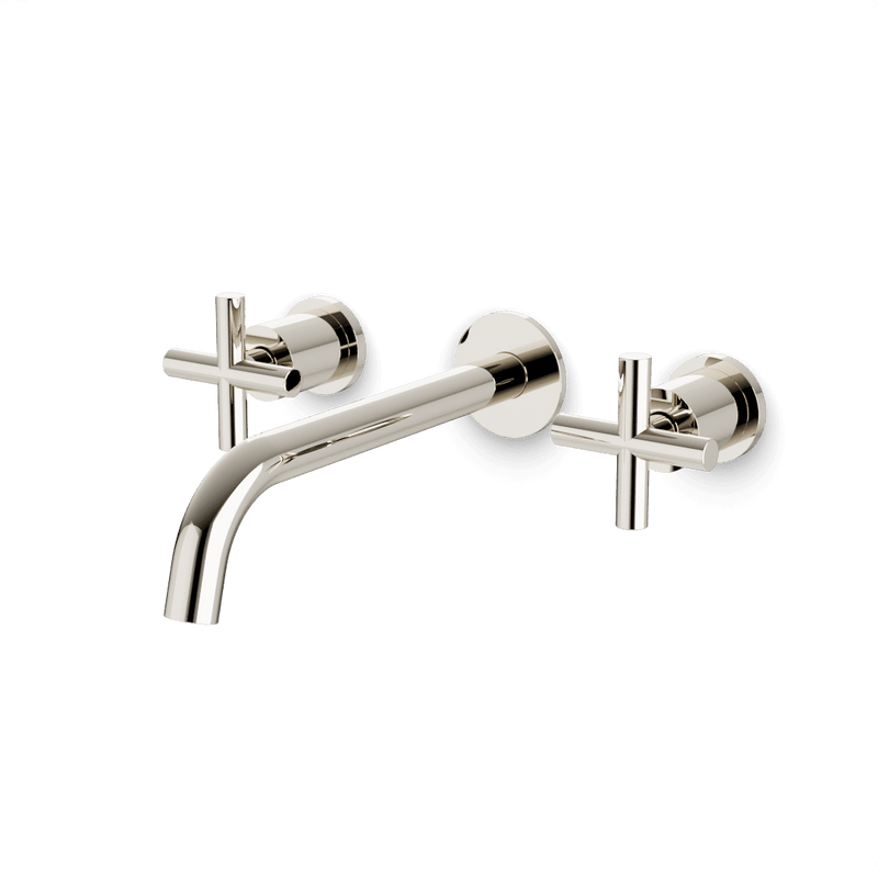 Opera 3-Hole Wall Mount Tub Filler with Cross Handles - Polished Nickel / Standard image 1