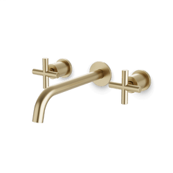 Opera 3-Hole Wall Mount Tub Filler with Cross Handles - Satin Brass / Standard thumbnail 1