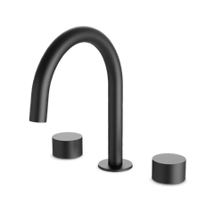 Opera 3-Hole Deck Mount Tub Filler With Arc Spout & Disc Handles - Matte Black thumbnail 1