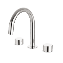 Opera 3-Hole Deck Mount Tub Filler With Arc Spout & Disc Handles - Brushed Nickel thumbnail 1
